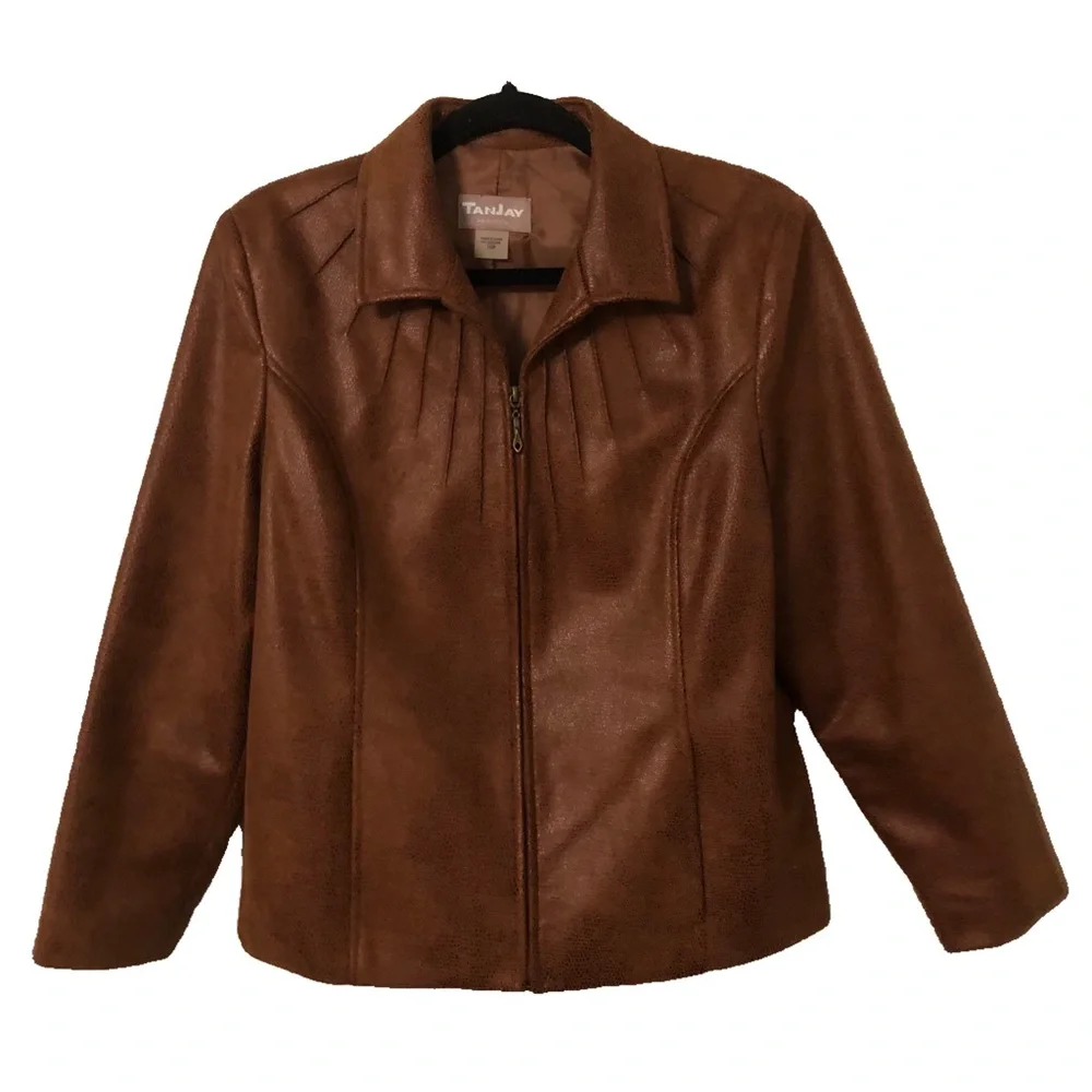 TanJay Petites Brown Faux Leather Jacket - Picture 1 of 5